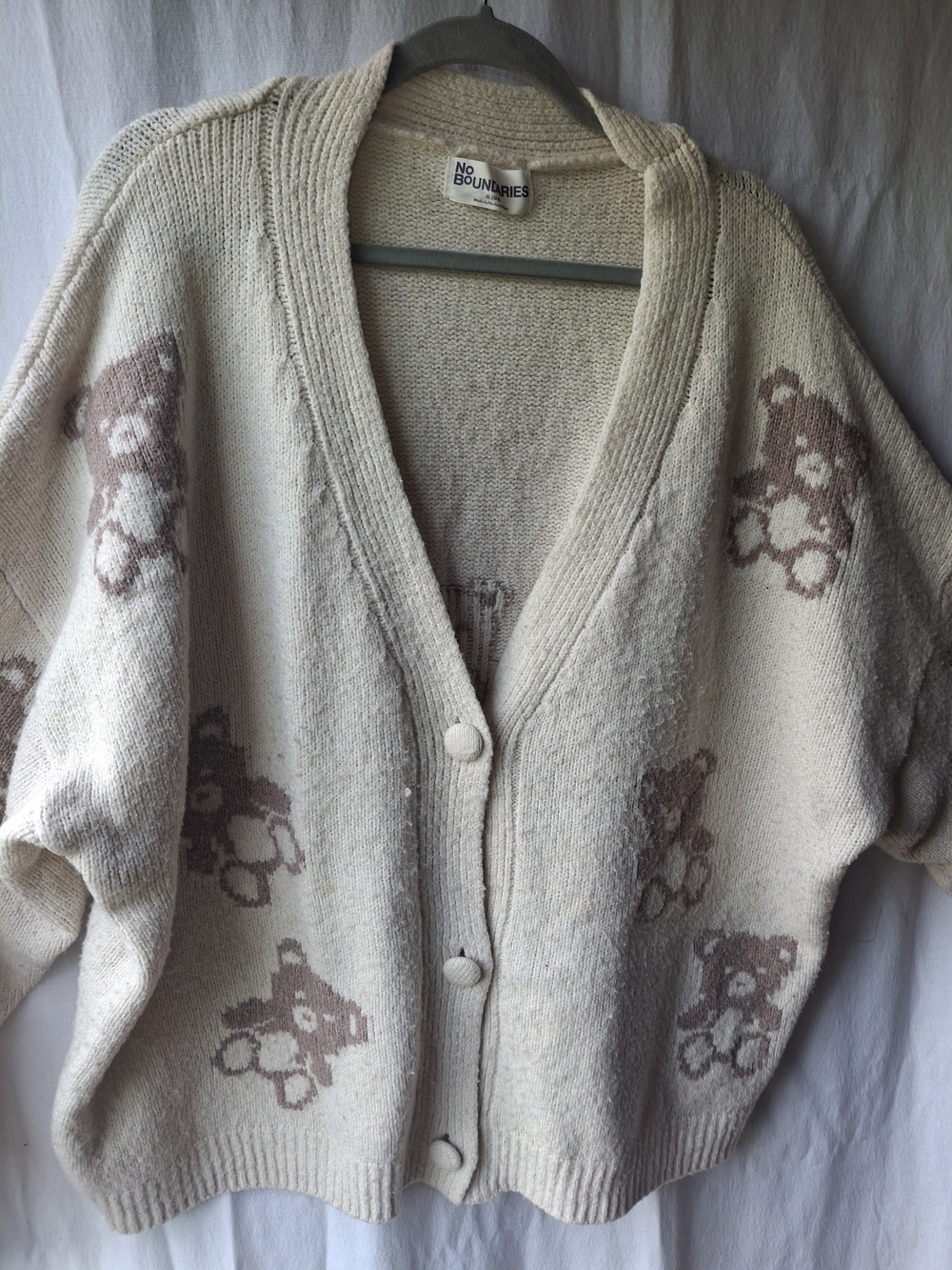 No Boundaries Cream Teddy Bear Knit Cardigan Sweater